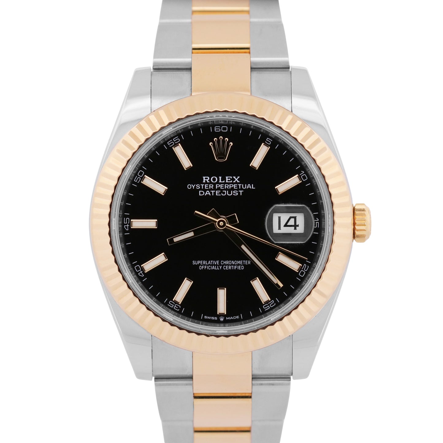 2021 PAPERS Rolex DateJust 41 BLACK Two-Tone 18K Steel OYSTER 41mm 126333 BOX