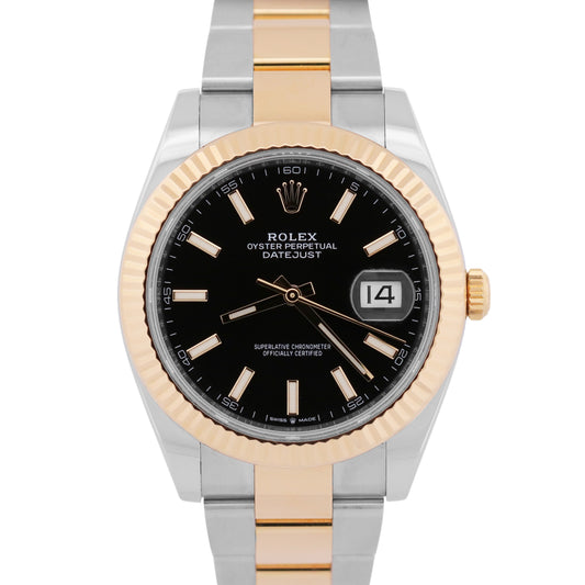 2021 PAPERS Rolex DateJust 41 BLACK Two-Tone 18K Steel OYSTER 41mm 126333 BOX