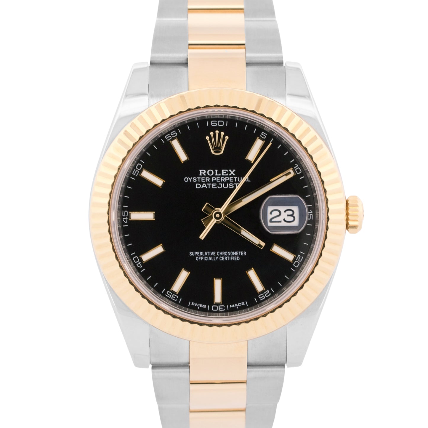 2017 PAPERS Rolex DateJust 41 BLACK 18K Gold Steel OYSTER Fluted 41mm 126333 BOX
