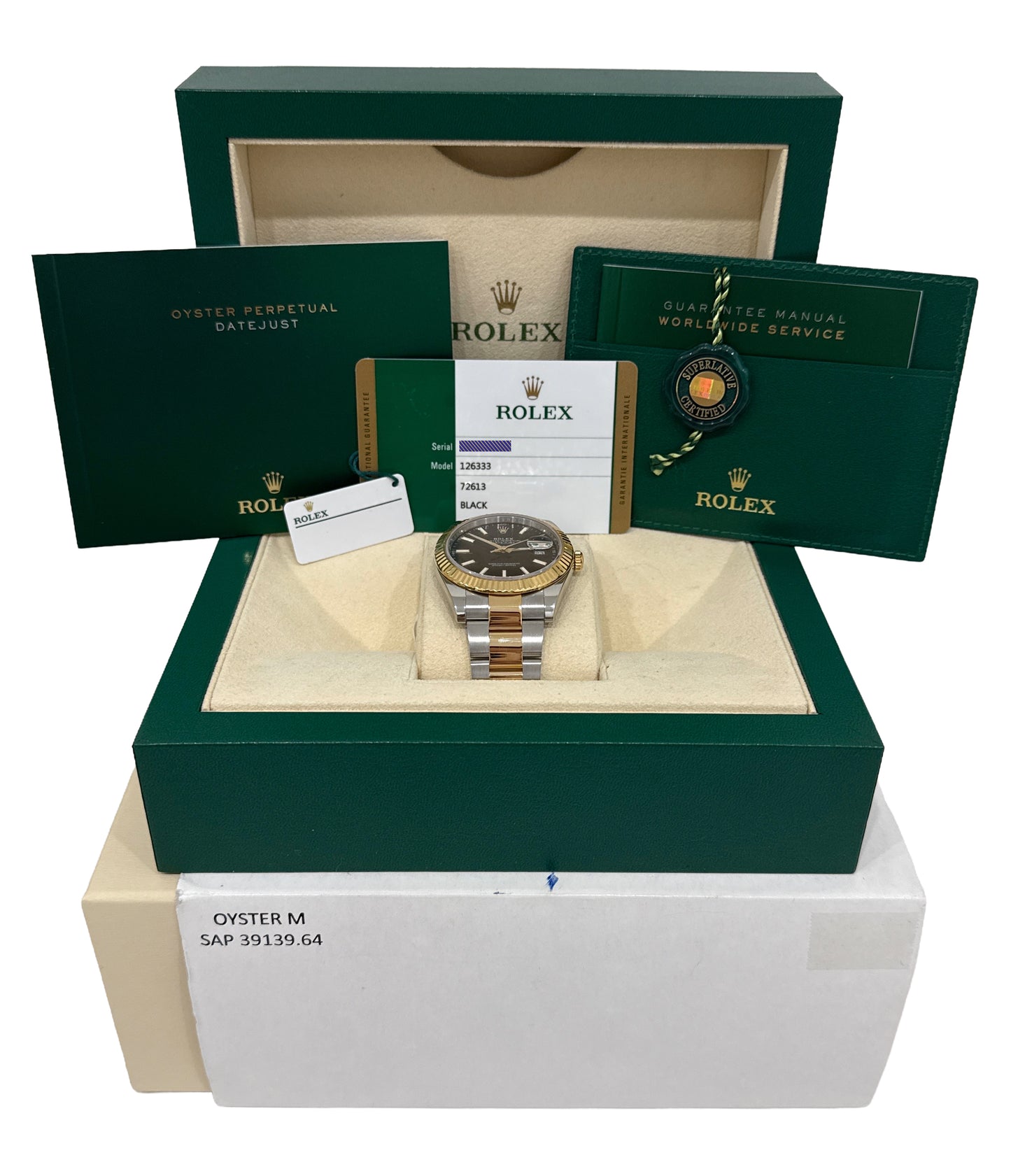 2017 PAPERS Rolex DateJust 41 BLACK 18K Gold Steel OYSTER Fluted 41mm 126333 BOX