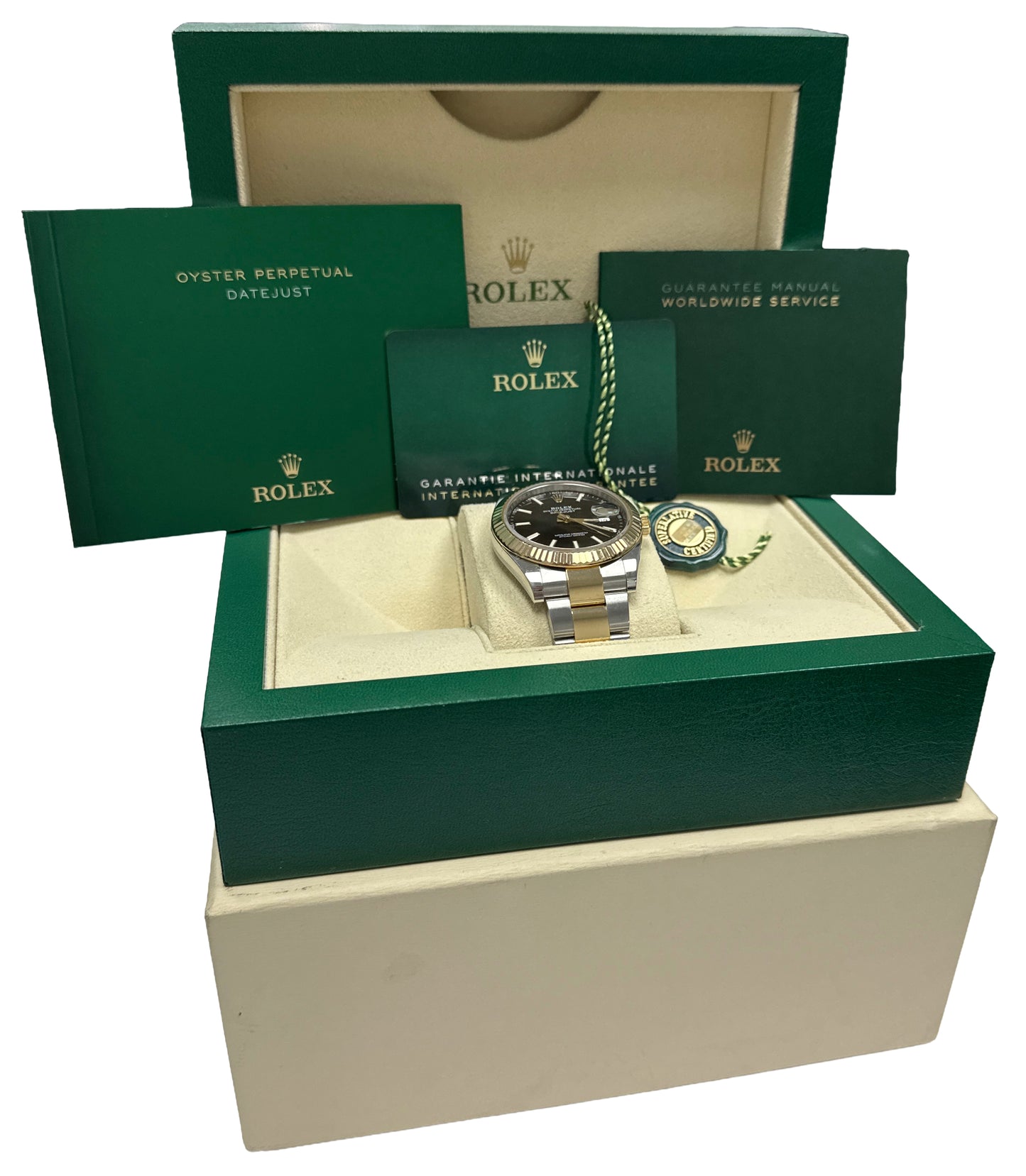 2021 PAPERS Rolex DateJust 41 BLACK Two-Tone 18K Steel OYSTER 41mm 126333 BOX