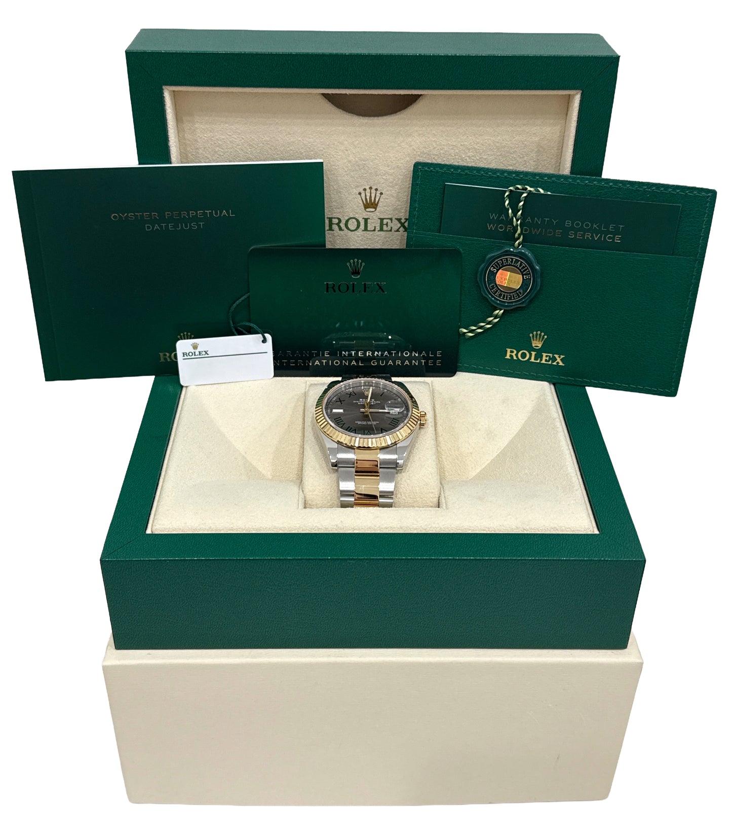 2024 PAPERS Rolex DateJust WIMBLEDON Roman 41mm 18K Steel OYSTER 41mm 126333 BOX