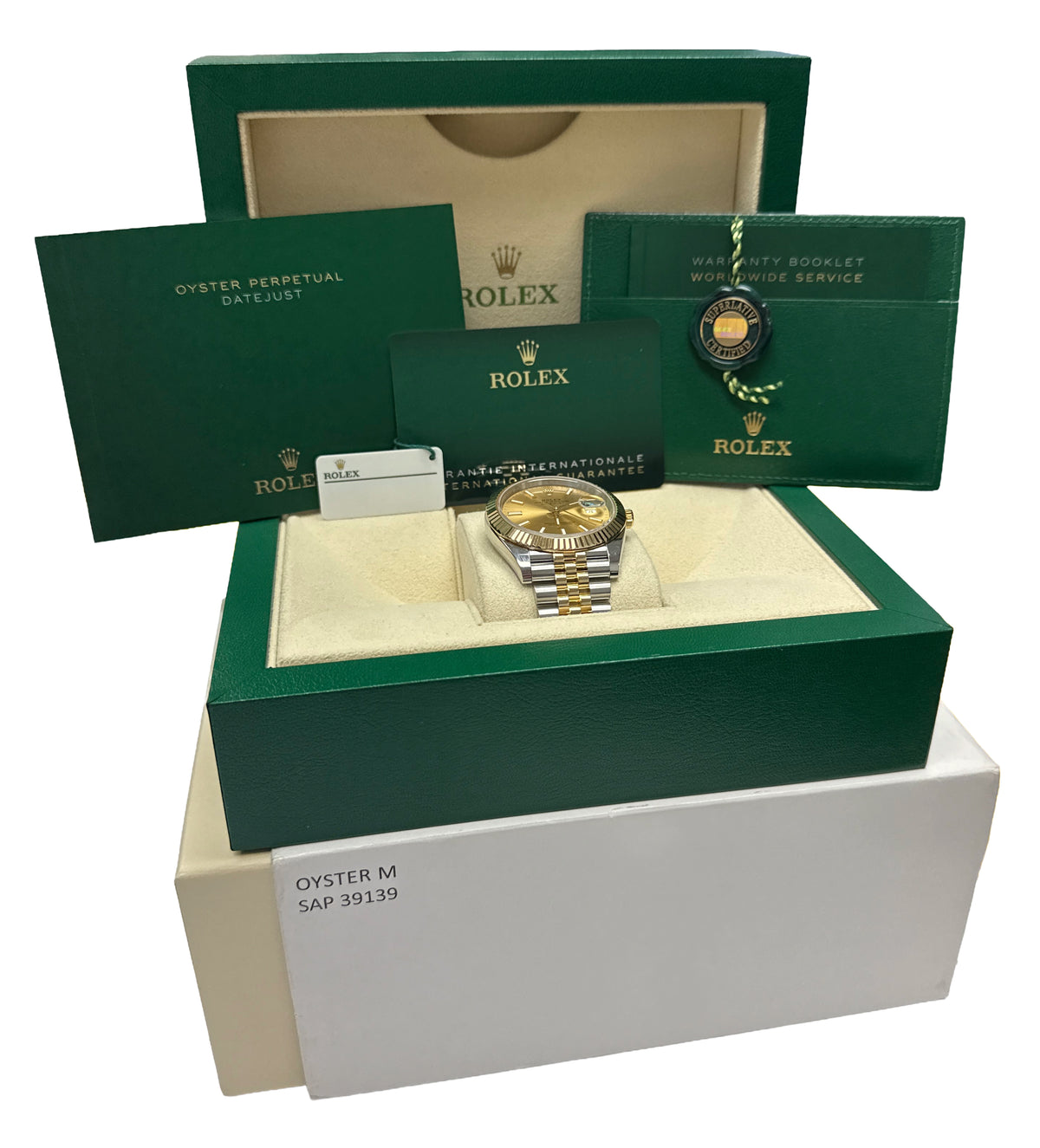 2023 Rolex DateJust 126333 41mm Champagne 18K Gold Silver Jubilee Box Papers