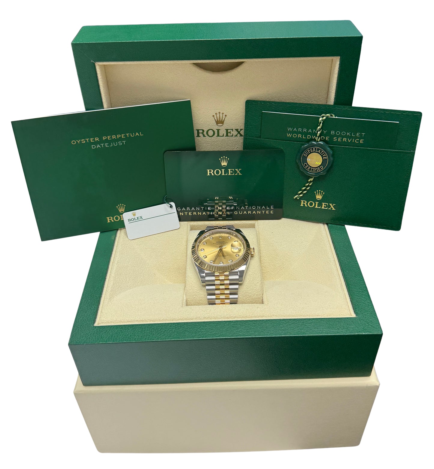 2024 Rolex DateJust 126333 Champagne Diamond 18K Steel Jubilee 41mm Box Papers