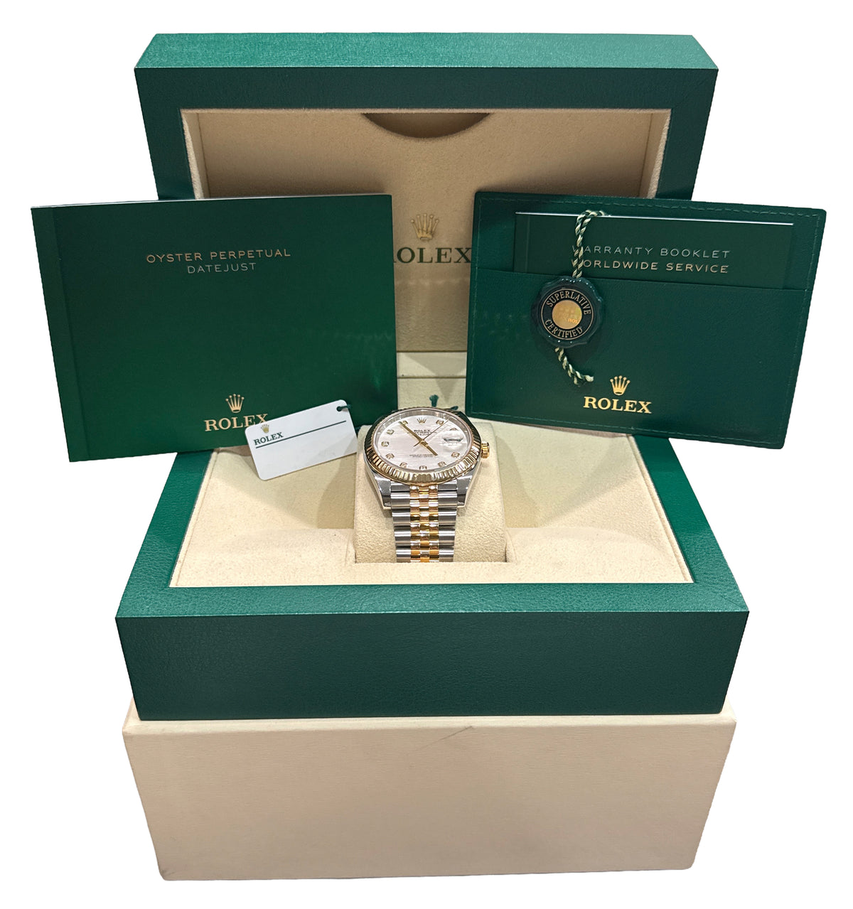 Rolex DateJust 41 126333 Mother of Pearl Diamond Steel 18K Gold 41mm Jubilee Box