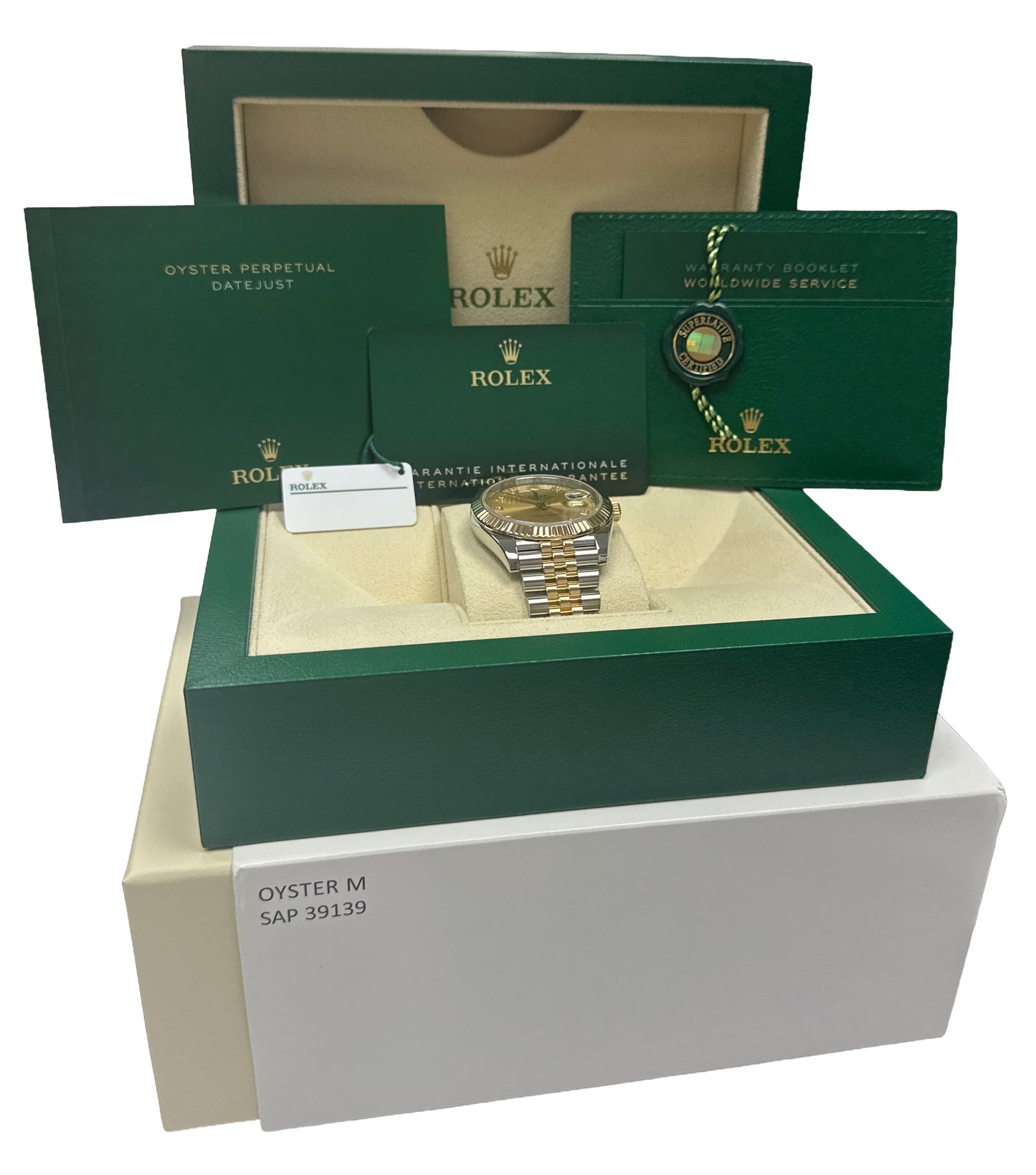 2024 PAPERS Rolex DateJust 41mm CHAMPAGNE DIAMOND 18K Steel JUBILEE 126333 BOX