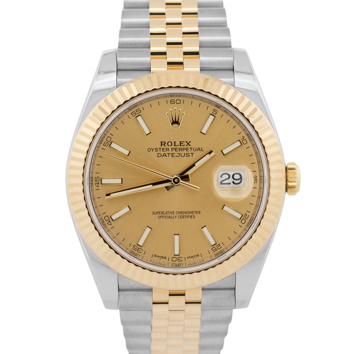 PAPERS Rolex DateJust 41 CHAMPAGNE 18K Gold Steel JUBILEE 41mm 126333 Watch BOX