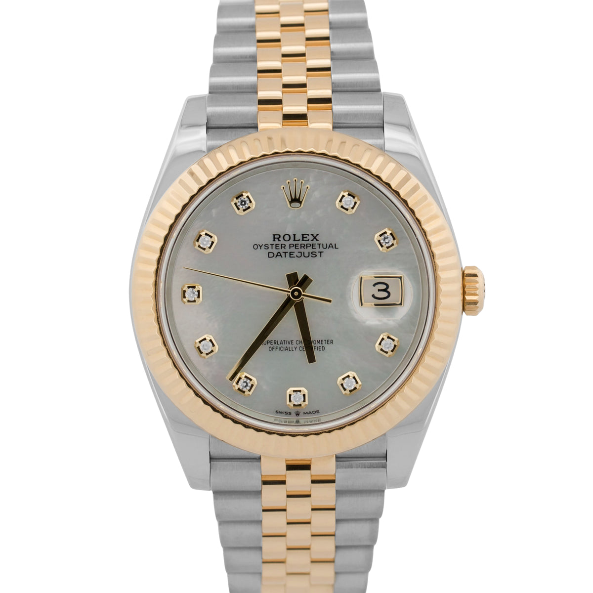Rolex DateJust 41 126333 Mother of Pearl Diamond Steel 18K Gold 41mm Jubilee Box