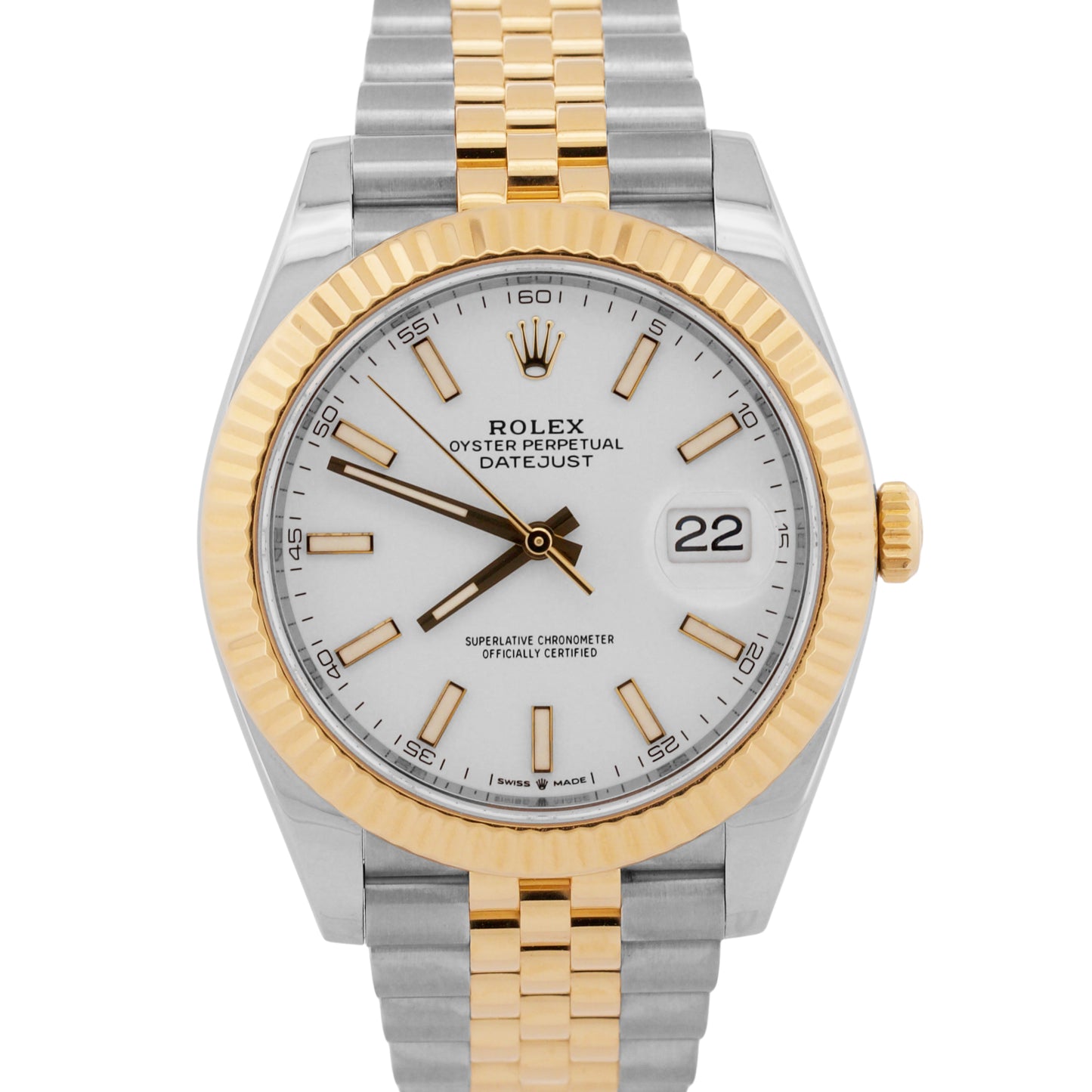 Rolex DateJust 41 WHITE 18K Yellow Gold Stainless Steel 41mm JUBILEE 126333