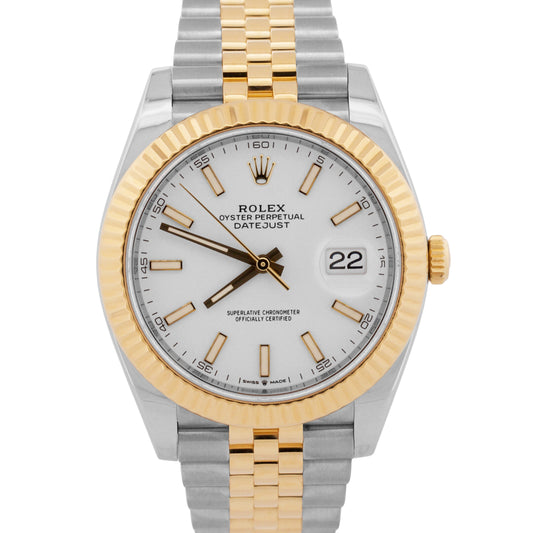 Rolex DateJust 41 WHITE 18K Yellow Gold Stainless Steel 41mm JUBILEE 126333