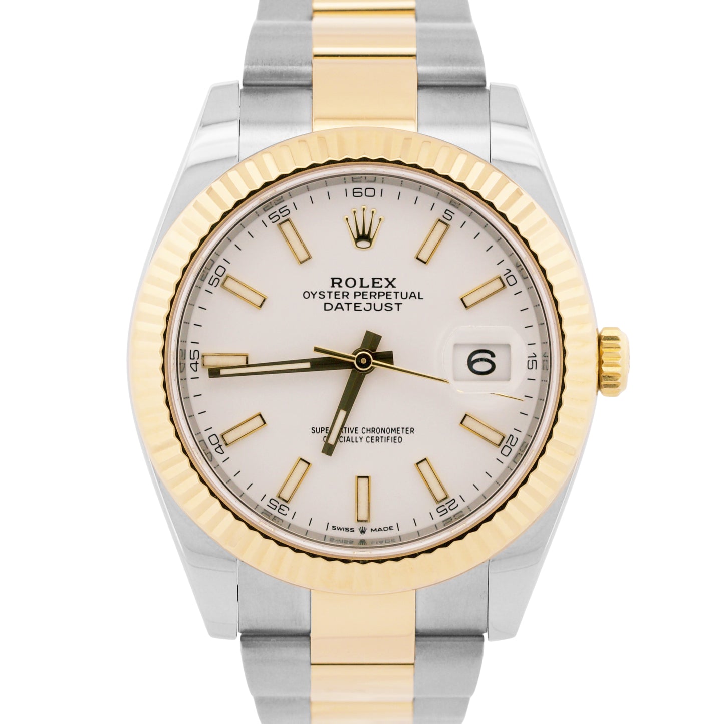 Rolex DateJust 41 WHITE Two-Tone 18K Yellow Gold Steel OYSTER 41mm 126333 Watch