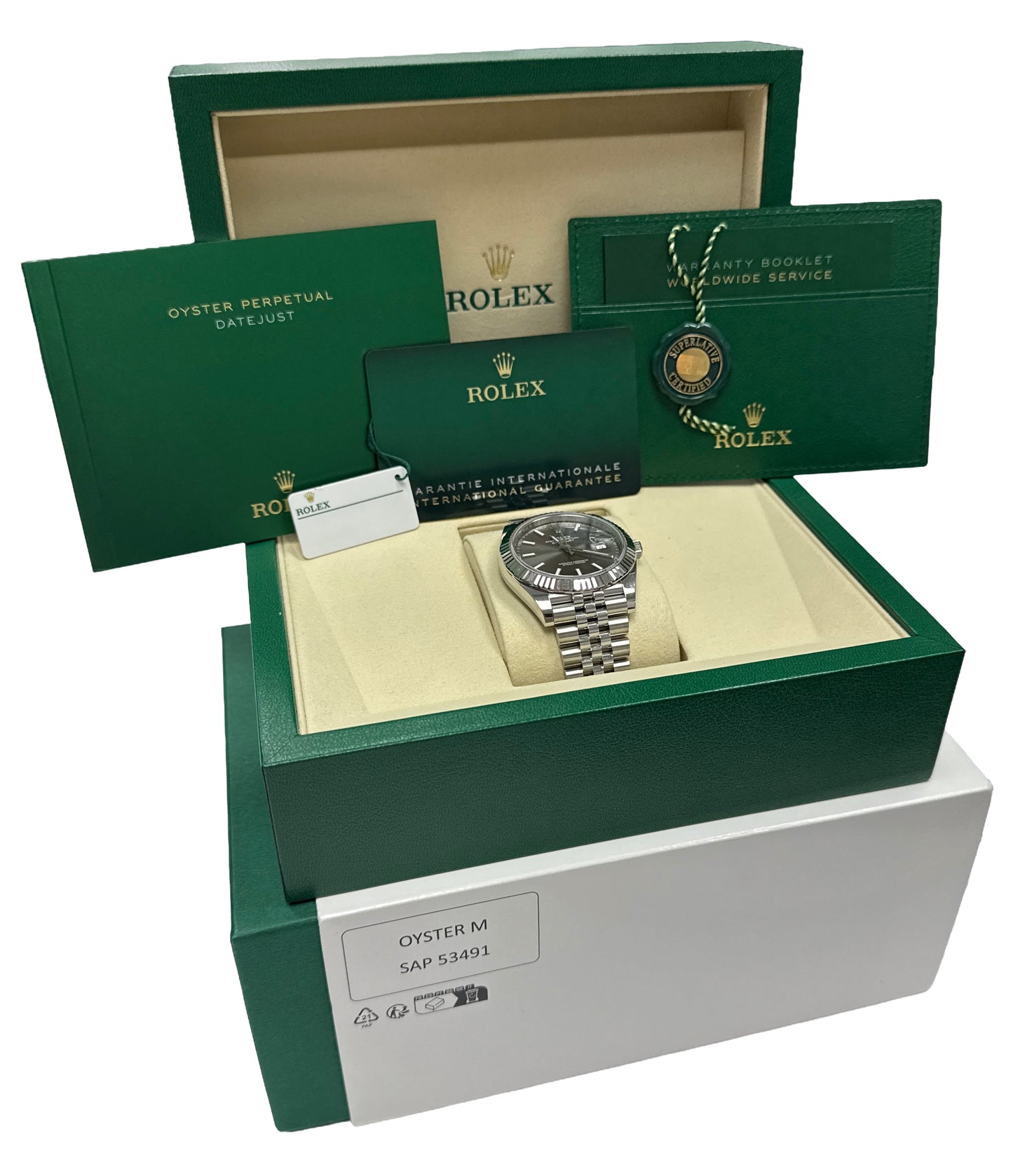 NEW APRIL 2026 PAPERS Rolex DateJust 41 RHODIUM Steel JUBILEE 41mm 126334 BOX