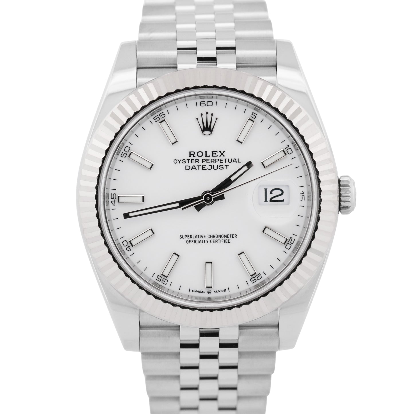 2023 PAPERS Rolex DateJust 41 WHITE 18K Gold Stainless 41mm JUBILEE 126334 BOX