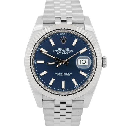 MINT 2023 Rolex DateJust 41 BLUE 18K Stainless Steel JUBILEE 41mm 126334 BOX