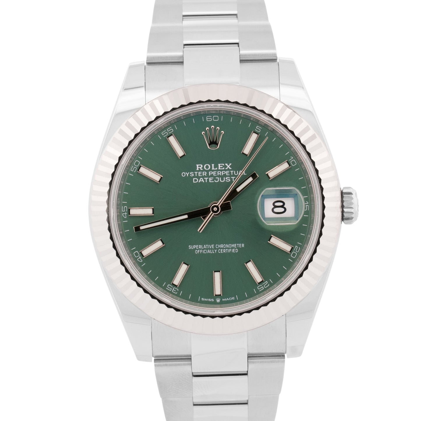 2024 PAPERS Rolex DateJust 41 MINT GREEN 18K Gold Steel 41mm OYSTER 126334 BOX