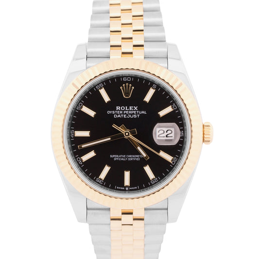 2021 PAPERS Rolex DateJust 41 BLACK 18K Gold Steel JUBILEE 41mm 126333 Watch BOX