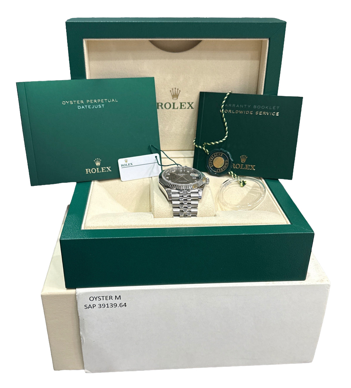 Rolex Datejust 41 126334 Black Diamond 18K Gold Steel Jubilee 41mm Watch Box