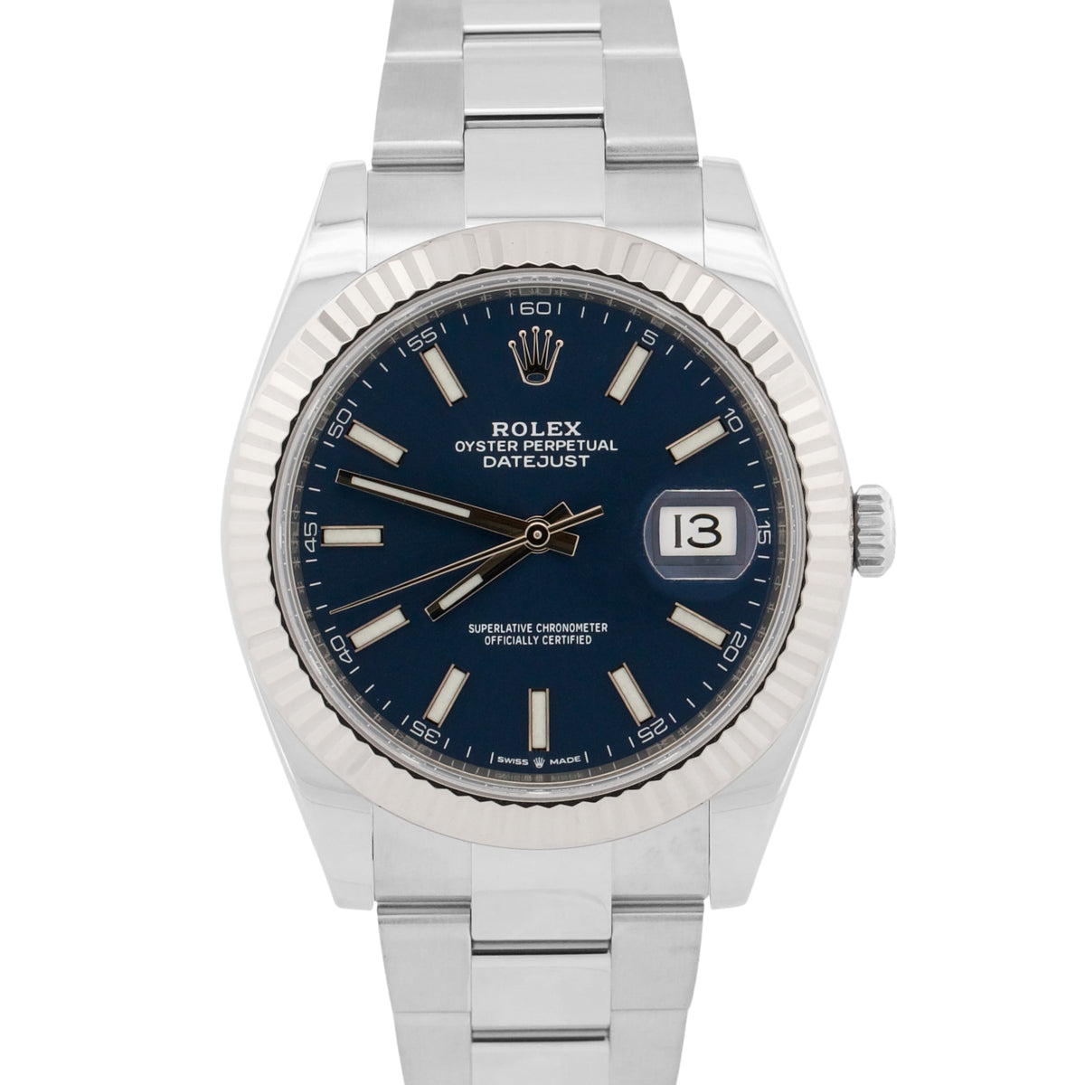 2025 Rolex DateJust 126334 41mm Blue Steel 18K Gold Oyster Watch Box Papers