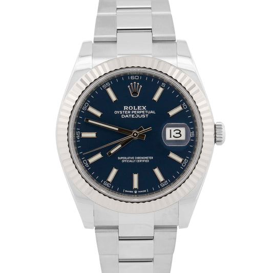 2025 Rolex DateJust 126334 41mm Blue Steel 18K Gold Oyster Watch Box Papers