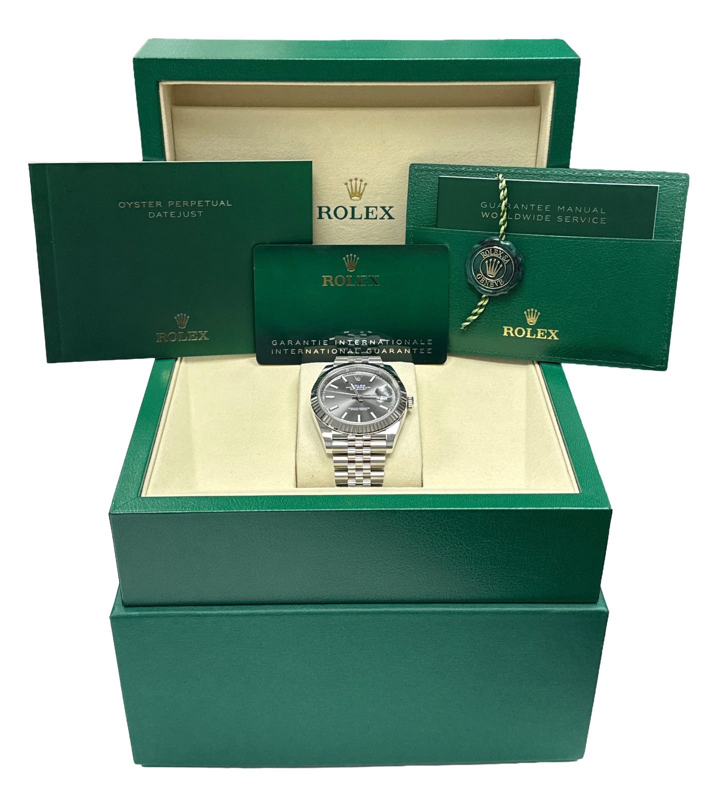 2024 PAPERS Rolex DateJust 41 RHODIUM 18K Gold Steel JUBILEE 41mm 126334 BOX