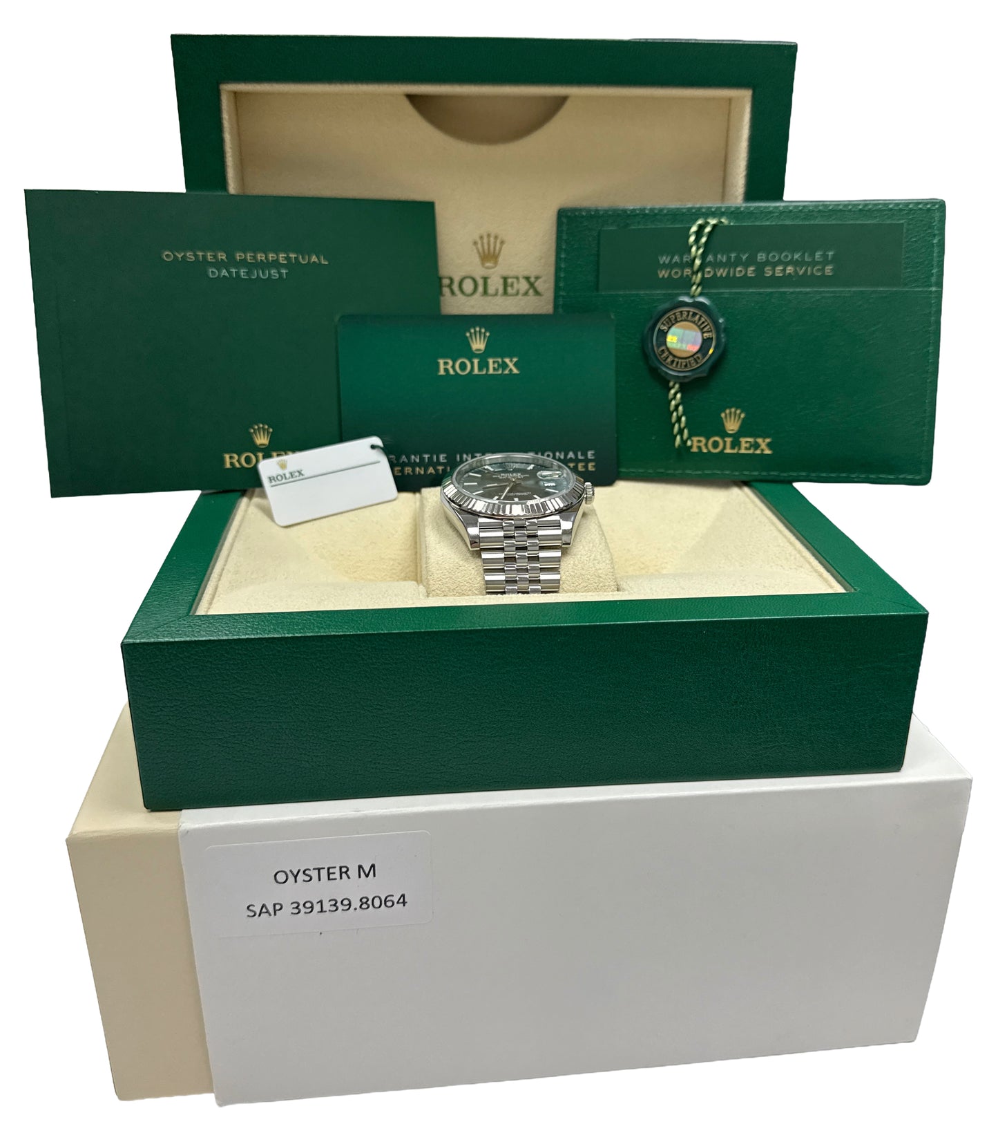 2025 PAPERS Rolex DateJust 41 MINT GREEN 18K Gold Steel 41mm JUBILEE 126334 BOX