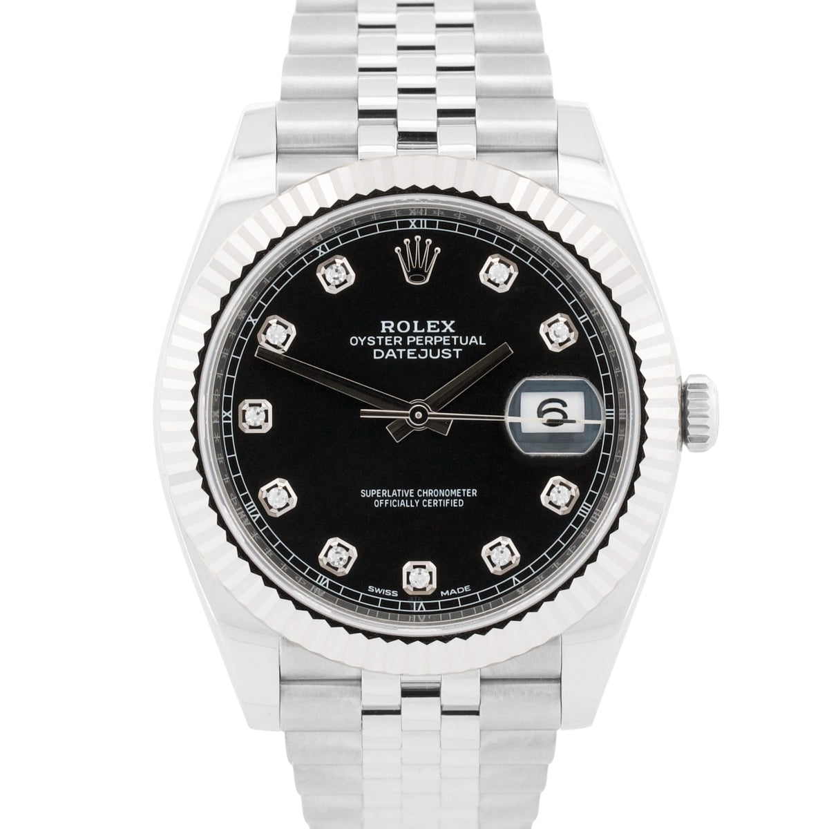 Rolex Datejust 41 126334 Black Diamond 18K Gold Steel Jubilee 41mm Watch Box