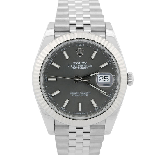 NEW OCT 2025 PAPERS Rolex DateJust 41 RHODIUM 18K Steel JUBILEE 41mm 126334 BOX