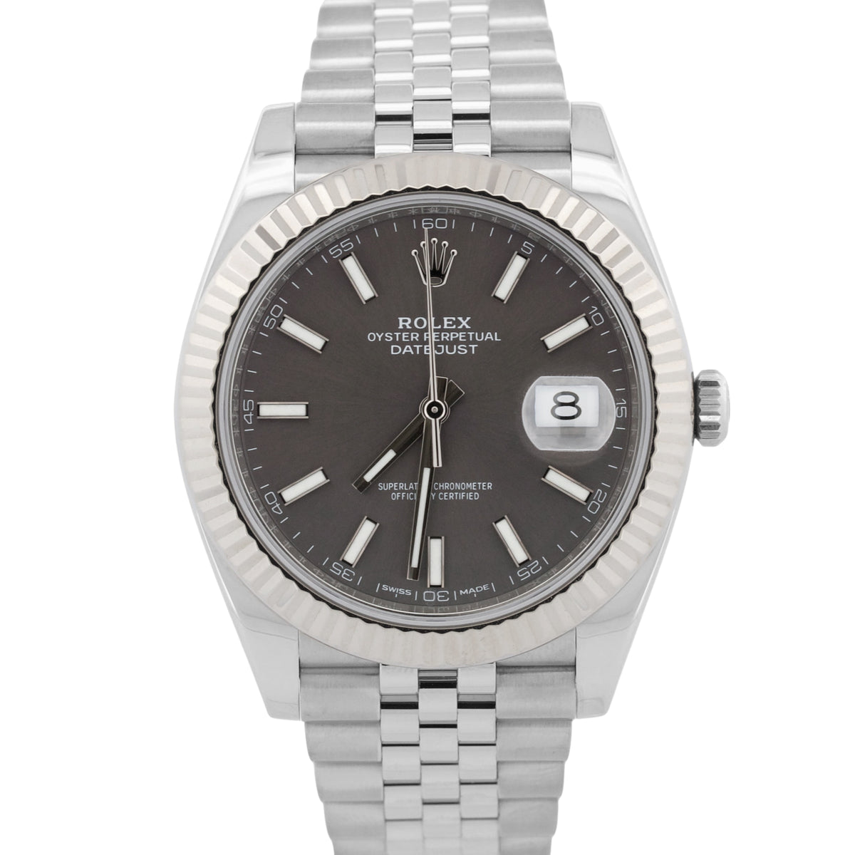 2018 Rolex DateJust 41 126334 Rhodium 18K Steel Jubilee Fluted 41mm Box Papers