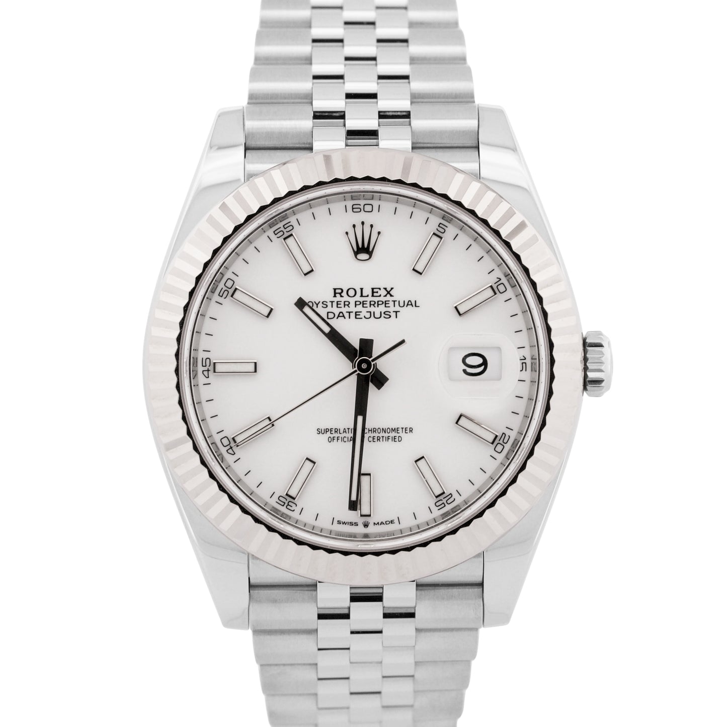 2021 PAPERS Rolex DateJust 41 WHITE 18K Gold Steel JUBILEE 41mm 126334 Watch BOX