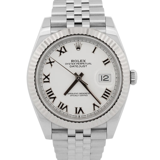2023 Rolex DateJust 41 126334 White Roman 18K Gold Steel Jubilee 41mm Box Papers