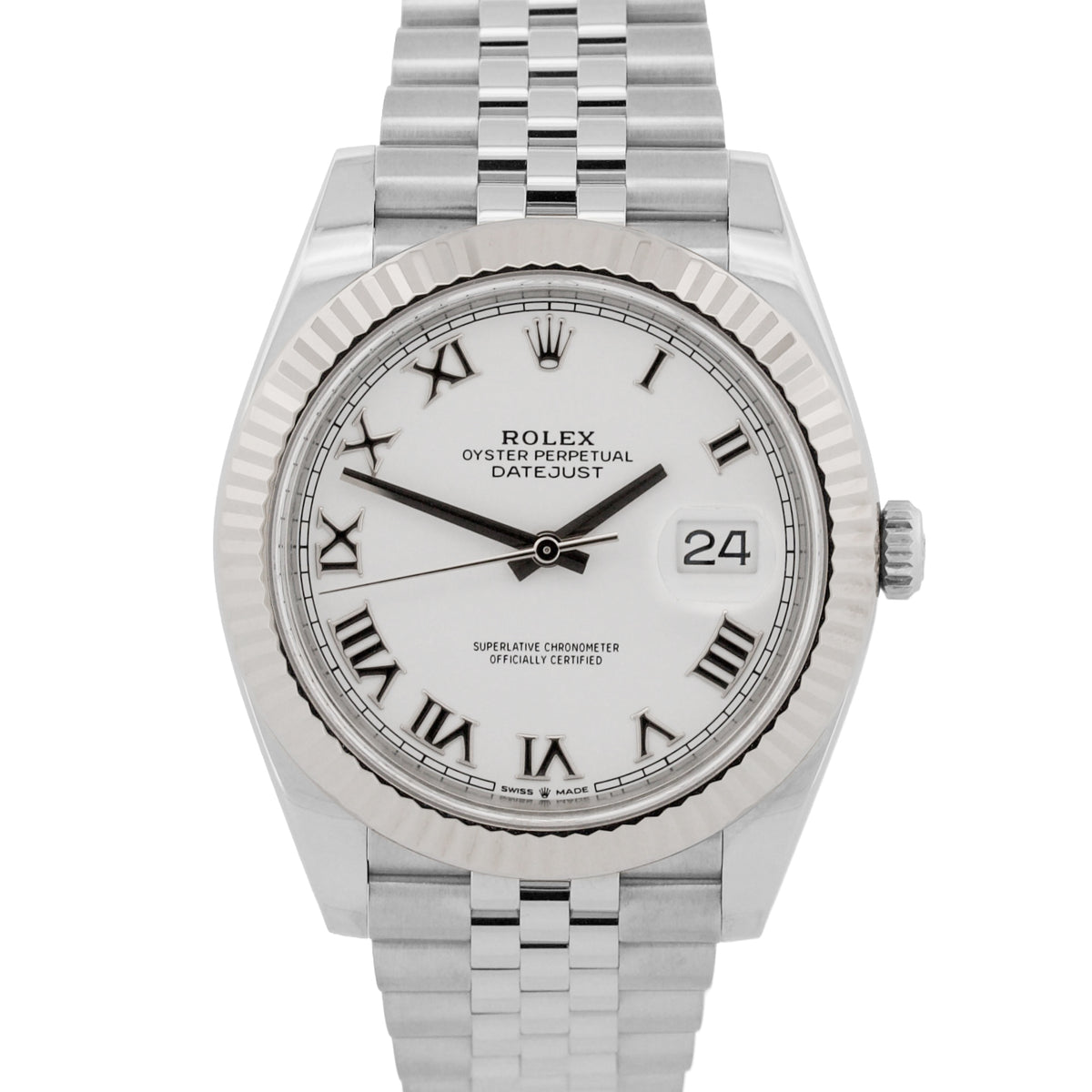 2019 Rolex DateJust 41 126334 White Roman 18K Steel Jubilee 41mm Box Papers