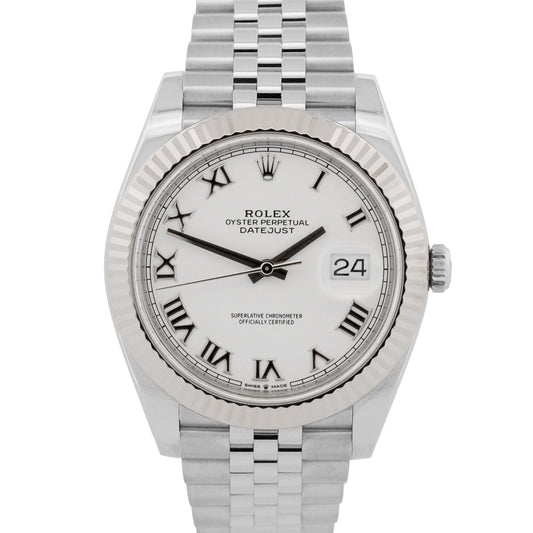 2019 Rolex DateJust 41 126334 White Roman 18K Steel Jubilee 41mm Box Papers