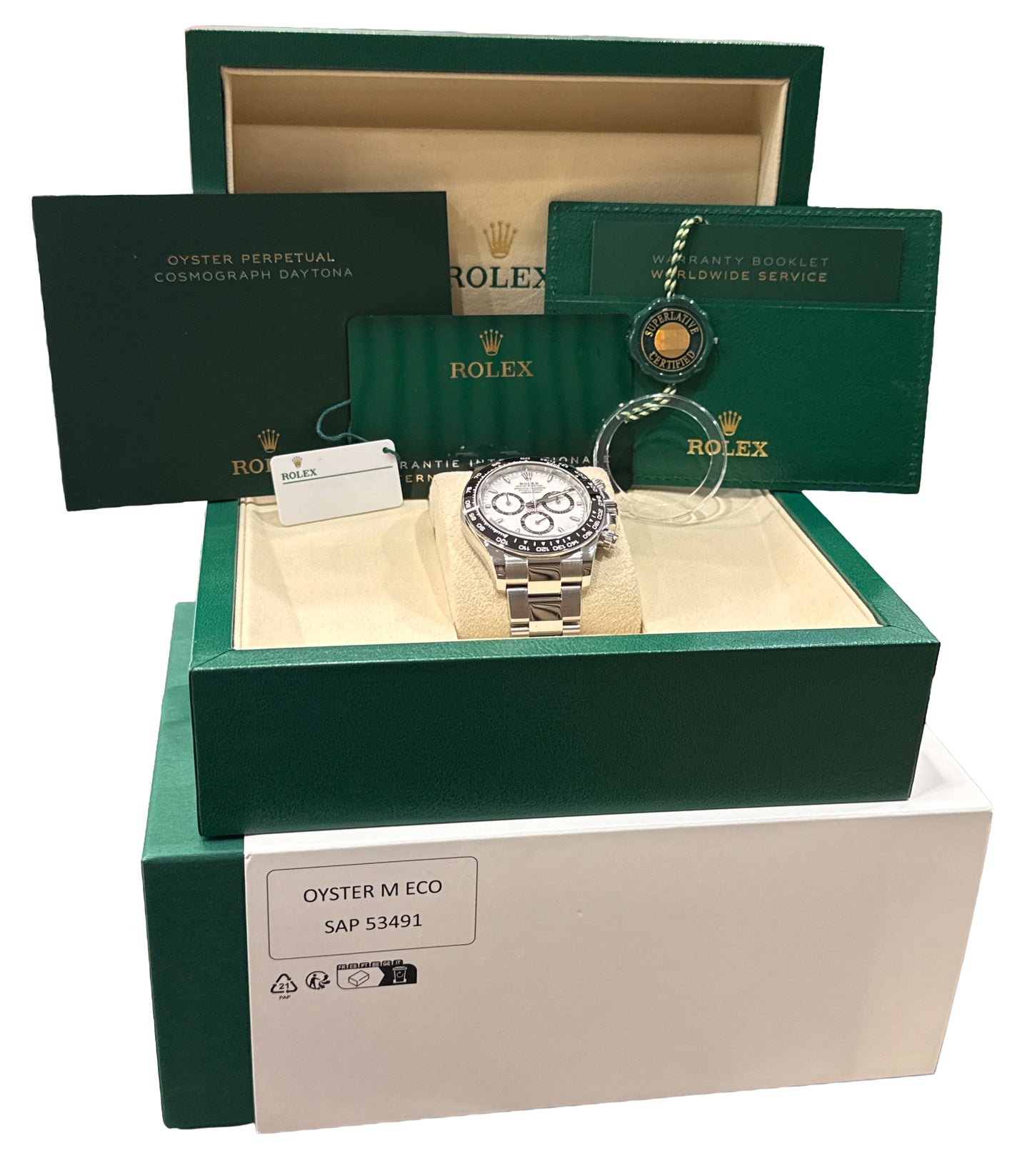 NEW 2025 PAPERS Rolex Daytona Cosmograph White PANDA Ceramic 40mm 126500 LN BOX