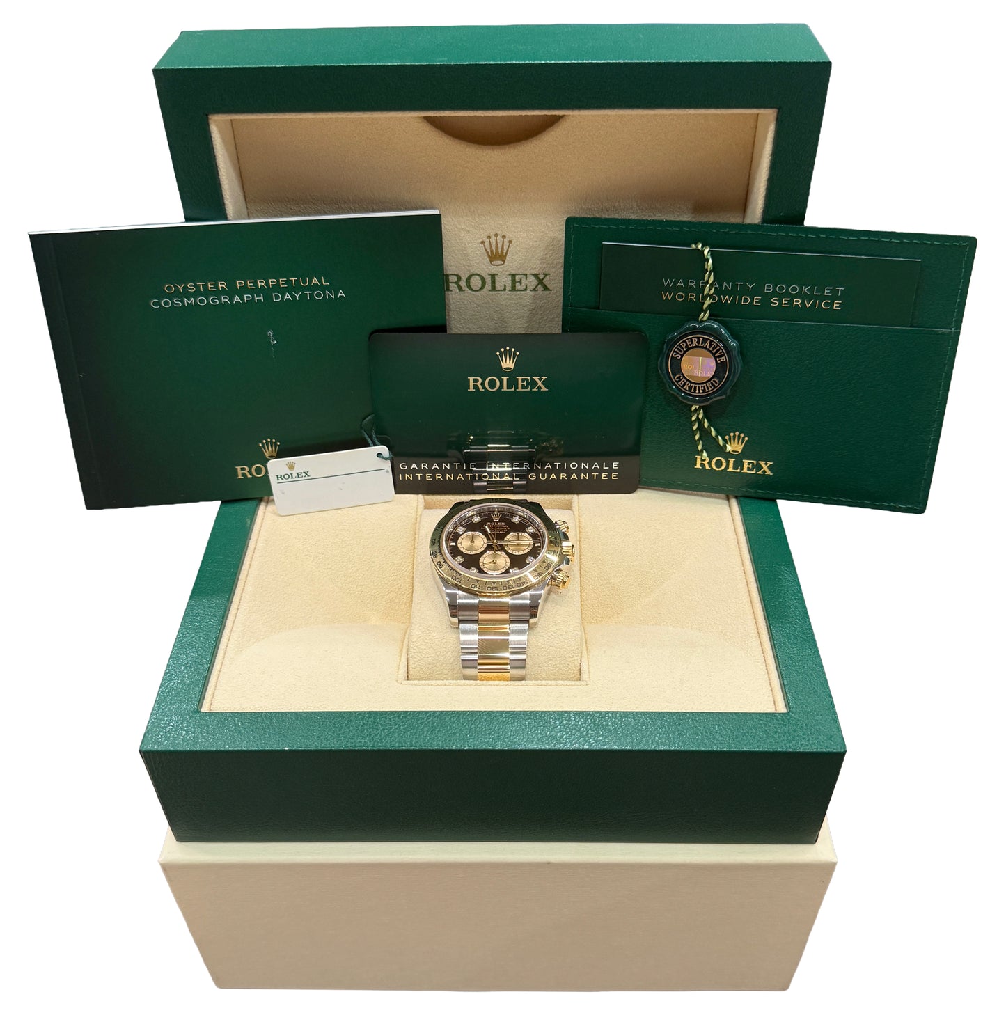 2025 PAPERS Rolex Daytona FACTORY BLACK DIAMOND 18K Gold Steel 40mm 126503 BOX