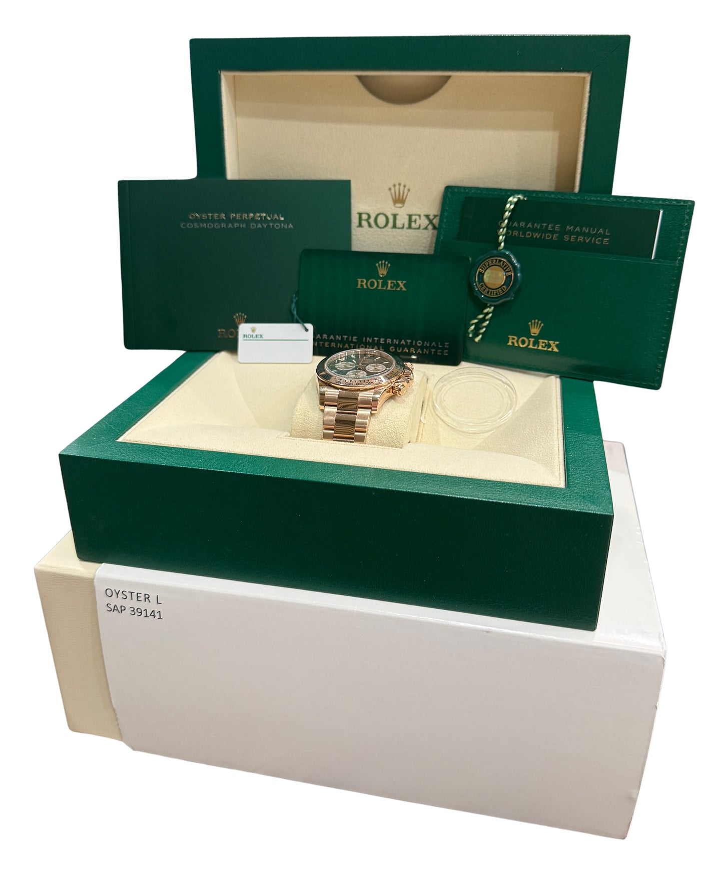 2025 PAPERS Rolex Daytona BLACK 18K Rose Gold SUNDUST 40mm 126505 Watch BOX