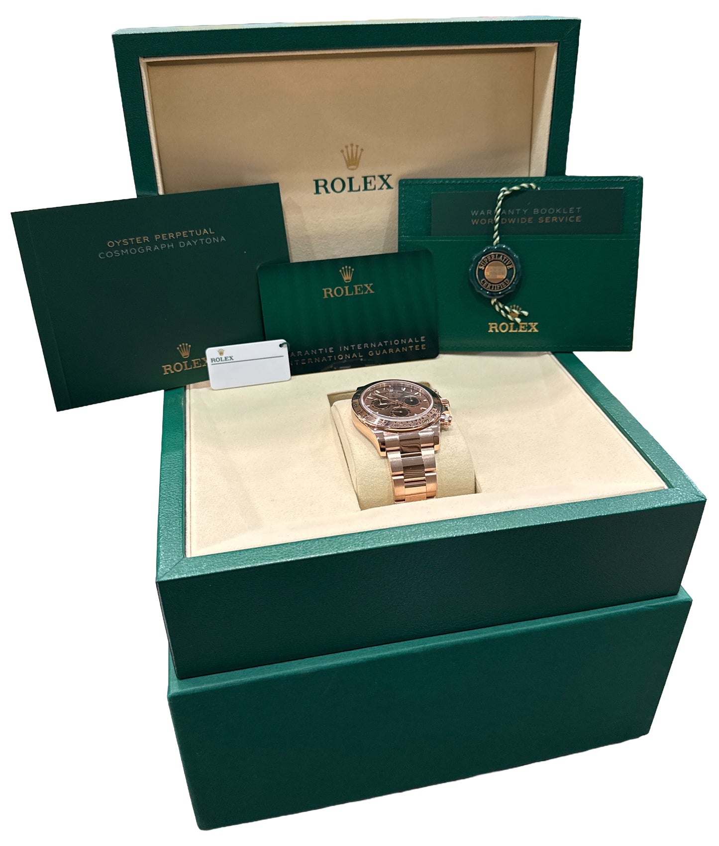 2025 PAPERS Rolex Daytona CHOCOLATE Brown 40mm 18K Rose Gold 40mm 126505 BOX