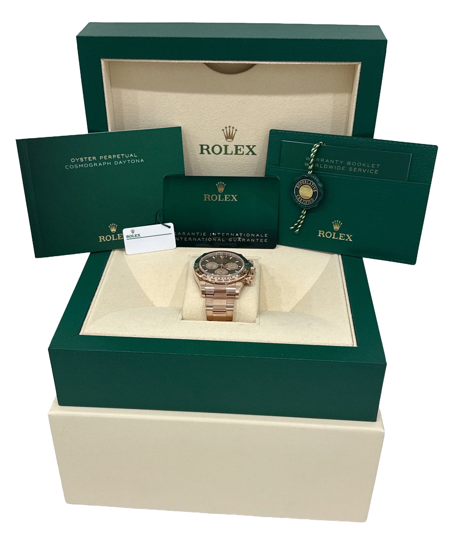 2024 PAPERS Rolex Daytona BLACK 18K Rose Gold Oyster 40mm 126505 Watch BOX