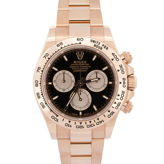 2025 PAPERS Rolex Daytona BLACK 18K Rose Gold SUNDUST 40mm 126505 Watch BOX