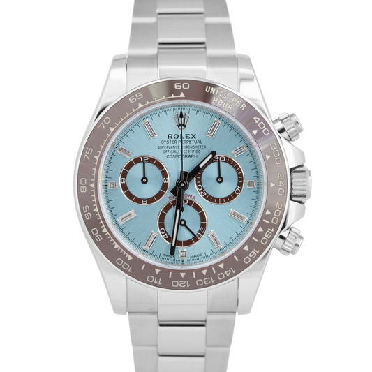 NEW 2025 PAPERS Rolex Daytona GLACIER BLUE BAGUETTE 40mm Platinum 126506 BOX