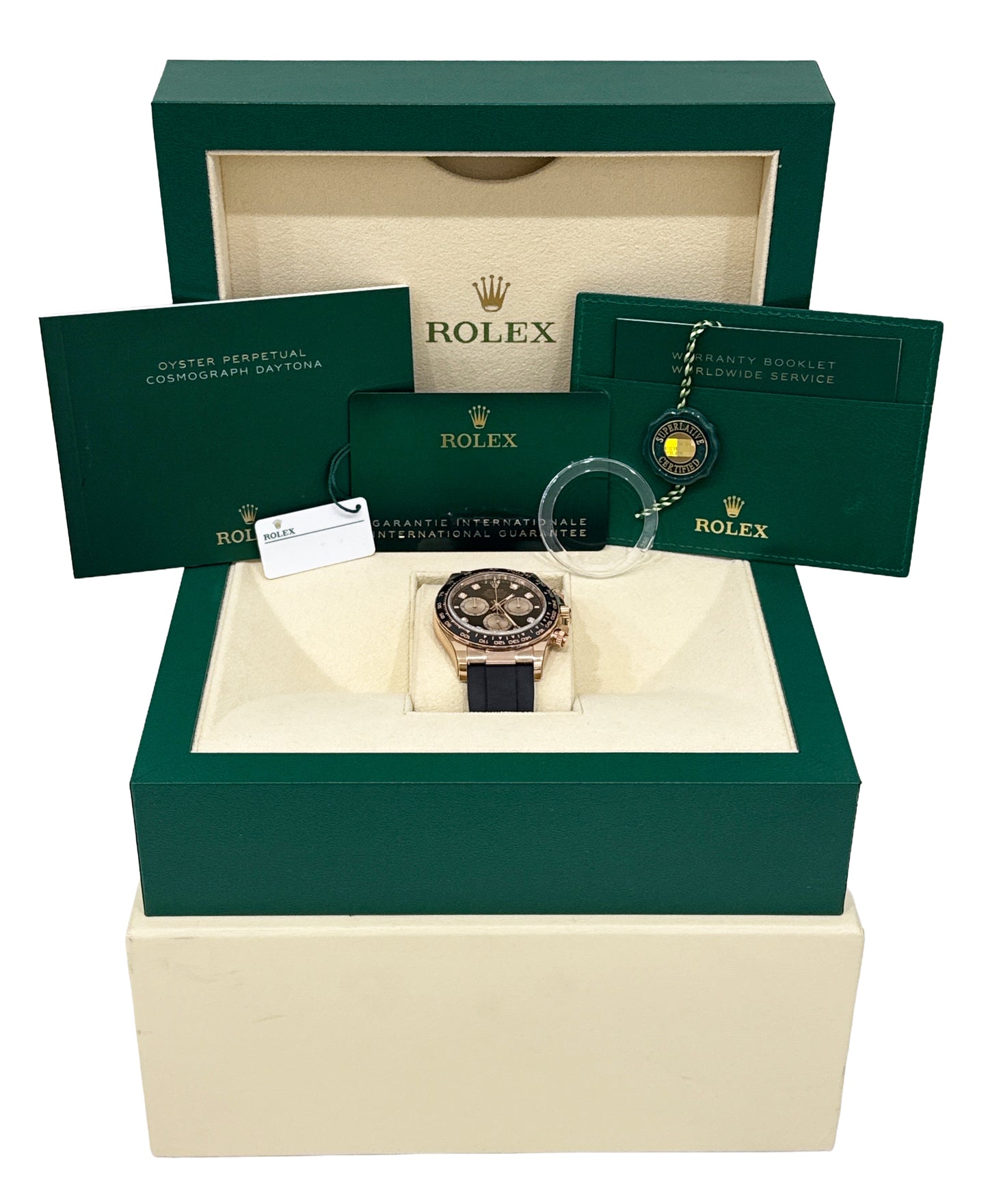 2024 PAPERS Rolex Daytona Cosmograph BLACK DIAMOND 18K Oysterflex 126515 BOX
