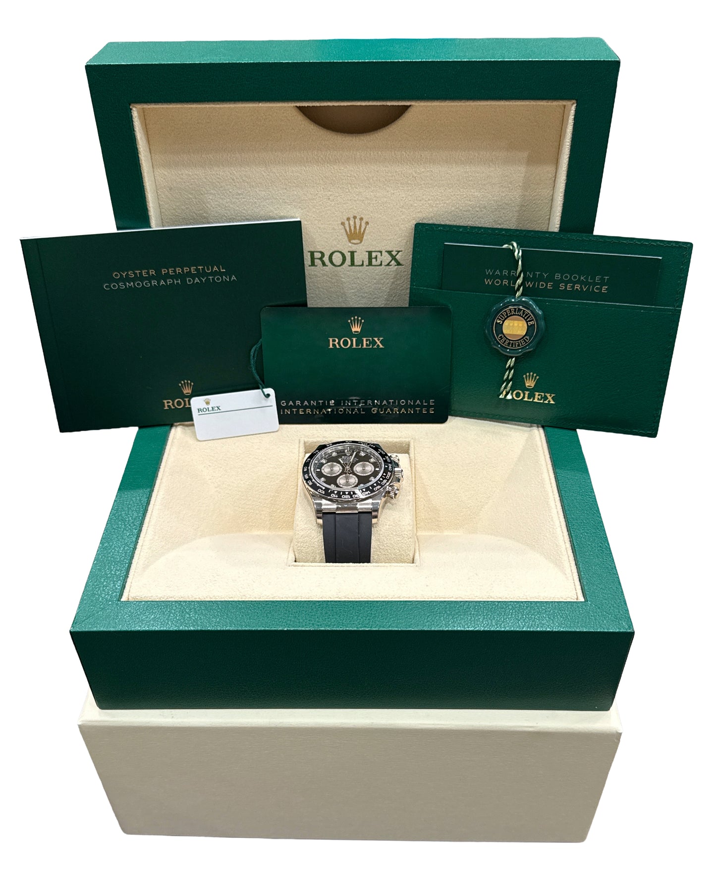 2024 PAPERS Rolex Daytona BLACK DIAMOND 18K Gold OYSTERFLEX 126519 LN Watch BOX