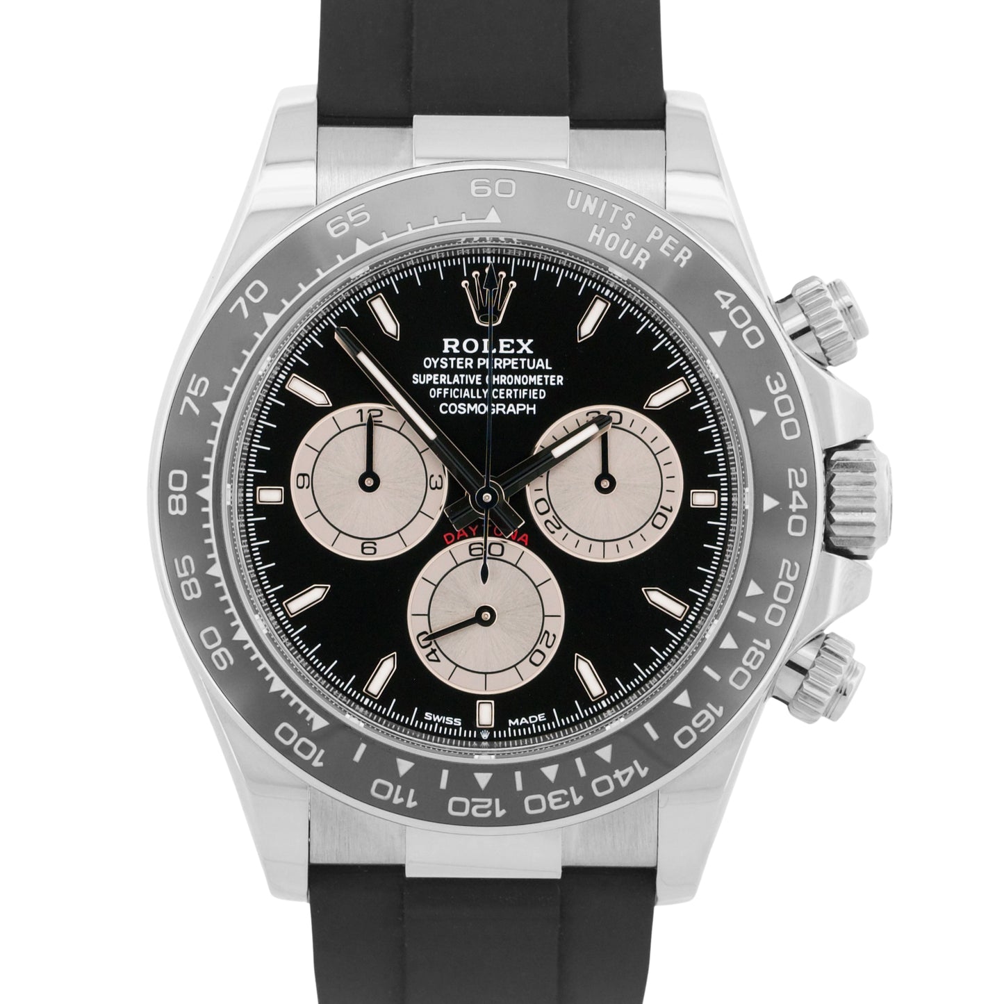 2024 PAPERS Rolex Daytona BLACK 18K White Gold OYSTERFLEX 126519 LN Watch BOX