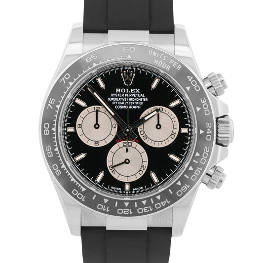 2024 PAPERS Rolex Daytona BLACK 18K White Gold OYSTERFLEX 126519 LN Watch BOX