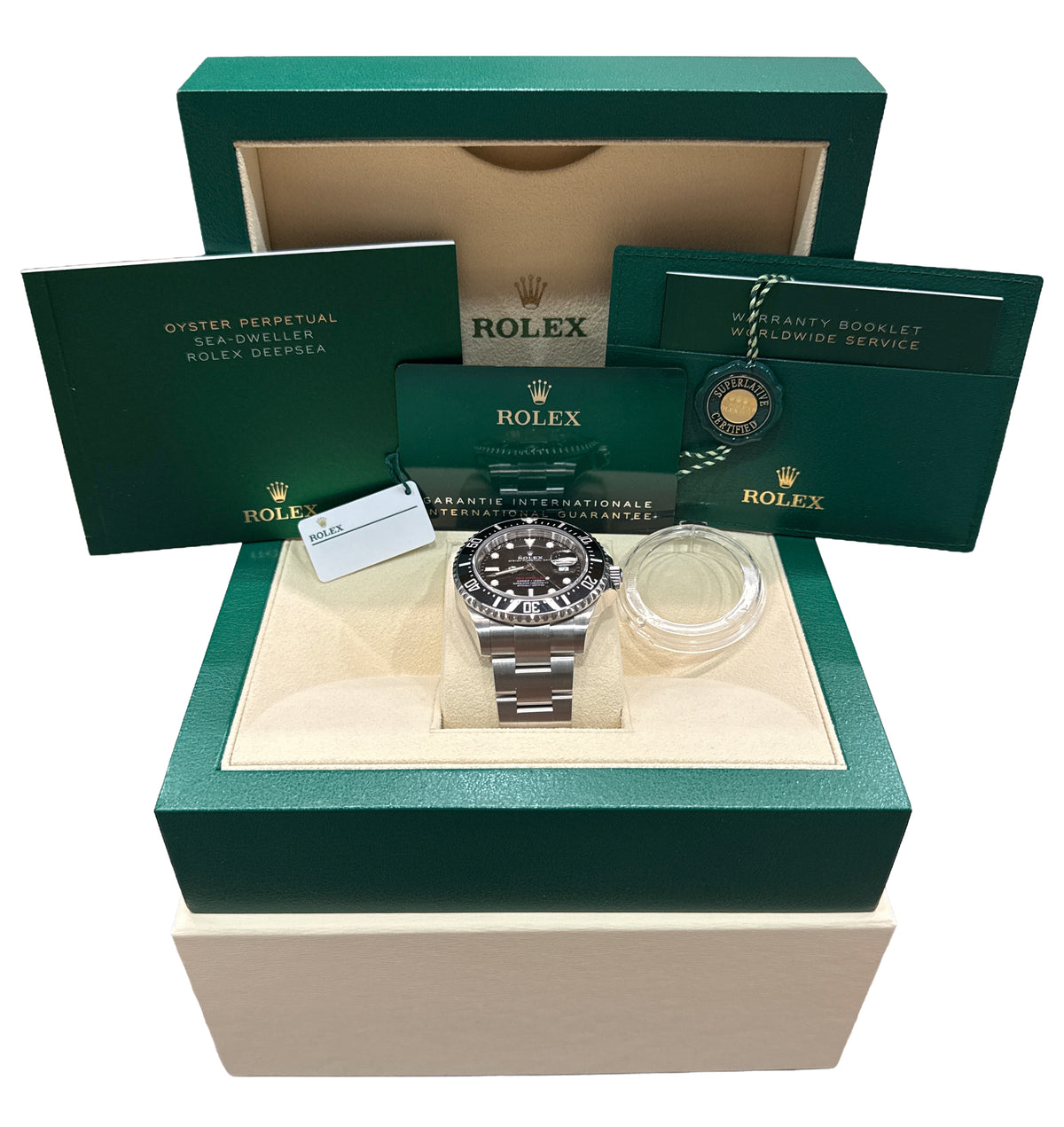 2021 Rolex Sea-Dweller Red 126600 Black Stainless Steel 43mm Watch Box Papers