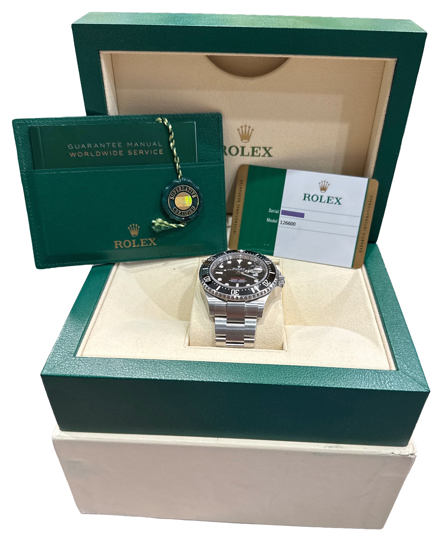 NOS STICKERED PAPERS Rolex Sea-Dweller 50th-Anniversary BLACK 43mm 126600 BOX