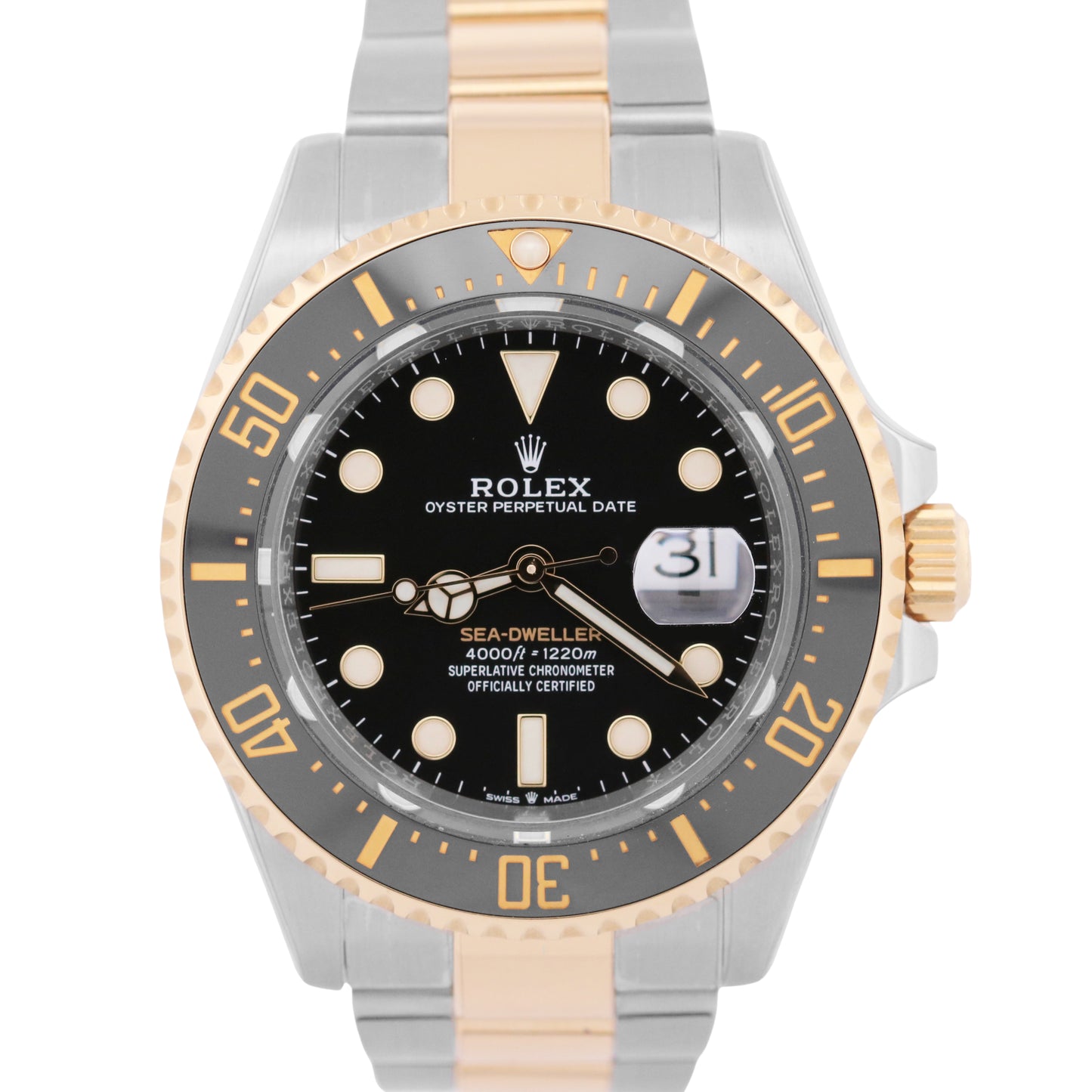 2021 PAPERS Rolex Sea-Dweller 43mm BLACK Two-Tone 18K Gold Steel 126603 BOX