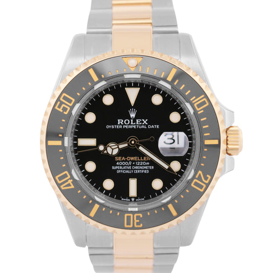 2021 PAPERS Rolex Sea-Dweller 43mm BLACK Two-Tone 18K Gold Steel 126603 BOX