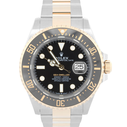 2022 PAPERS Rolex Sea-Dweller 43mm BLACK Two-Tone 18K Gold Steel 126603 BOX