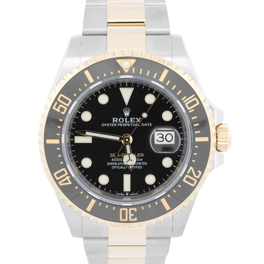 2021 PAPERS Rolex Sea-Dweller 43mm Two-Tone 18K Gold Steel Black 126603 BOX