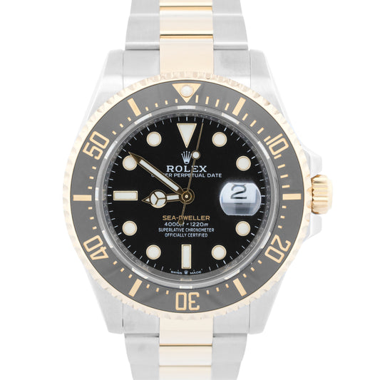 Rolex Sea-Dweller 43mm BLACK Two-Tone 18K Yellow Gold Steel Ceramic Watch 126603